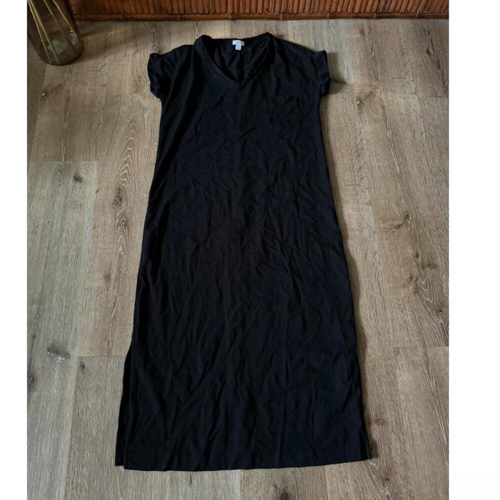 Cuyana V-Neck Midi Dress Black Size Medium